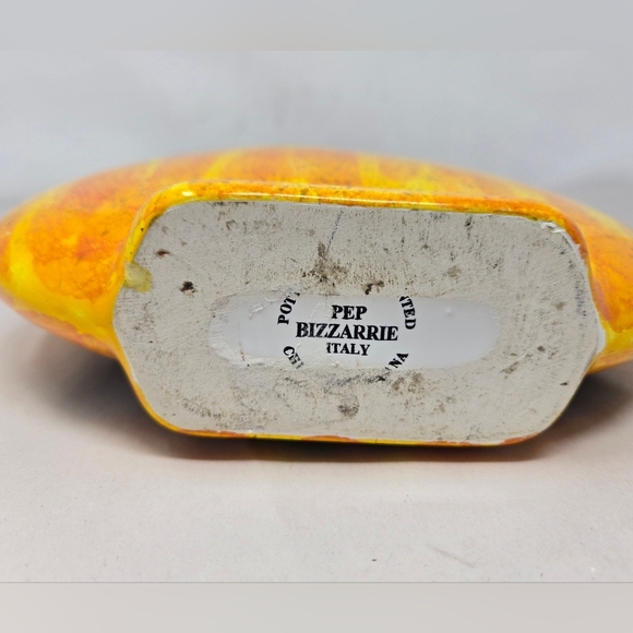 Italian Hand Made Flower Vase Bright Bold Hand Painted Flowers Yellow Orange - Picture 8 of 14